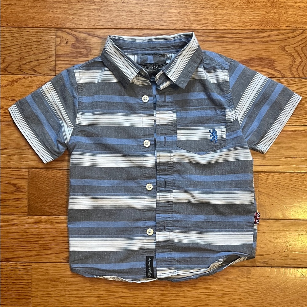 English Laundry Kids Blue and White Striped Button Down Shirt